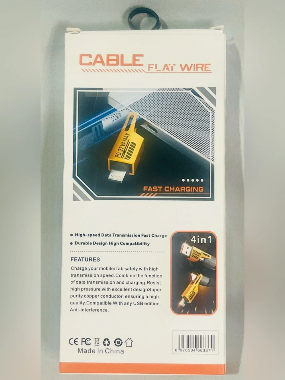 Fast Charging Yellow and Black USB-C to Lightning Cable
